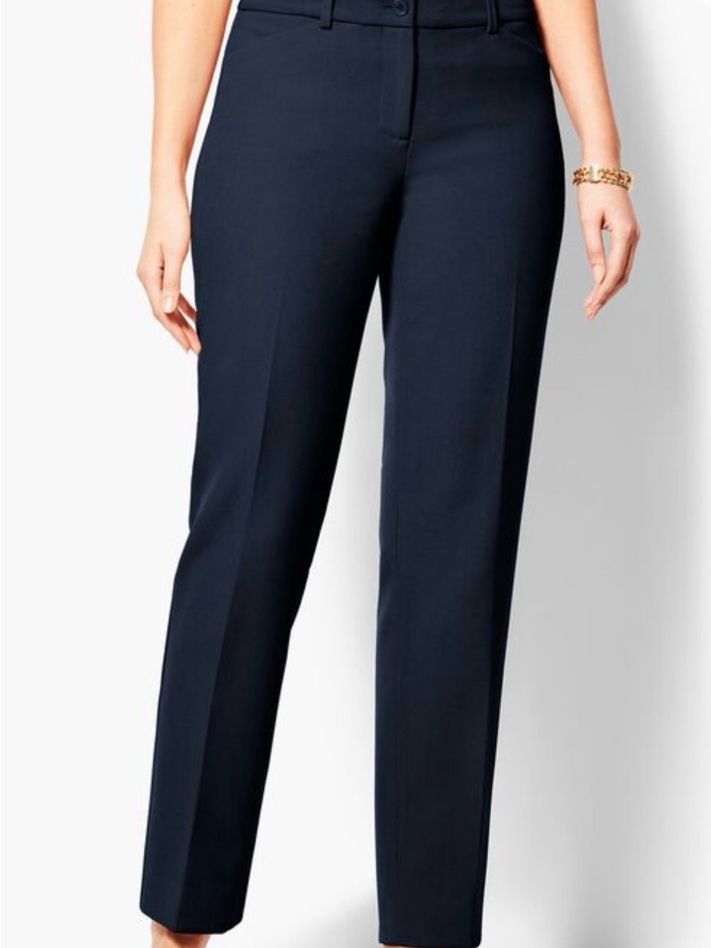 Talbots Navy Hampshire Ankle Pant, Curvy, 8P